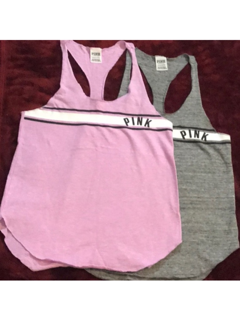 💜VS PINK BUNDLE OF 2 LIGHTWEIGHT TANK TOPS🩶